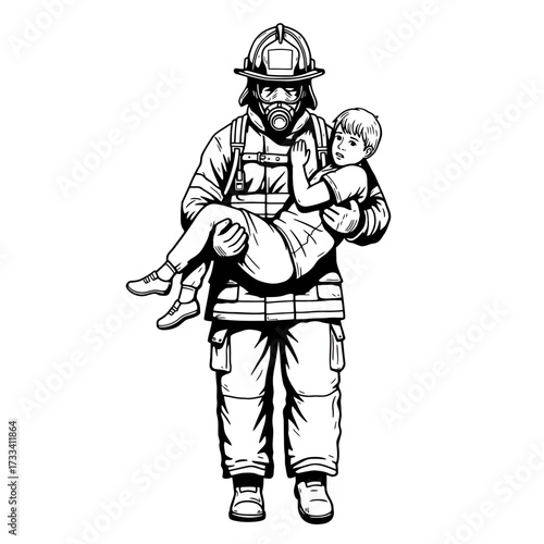The Firefighter Rescues a Child