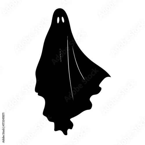 Ghost silhouette with spooky sheet isolated on transparent background
