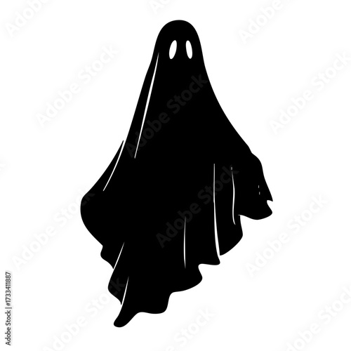 Ghost silhouette with spooky sheet isolated on transparent background