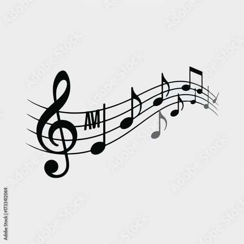 Rhythmic Melody Wave: Notes from the treble clef mixed with air