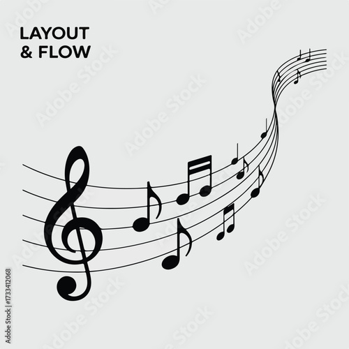 Rhythmic Melody Wave: Notes from the treble clef mixed with air