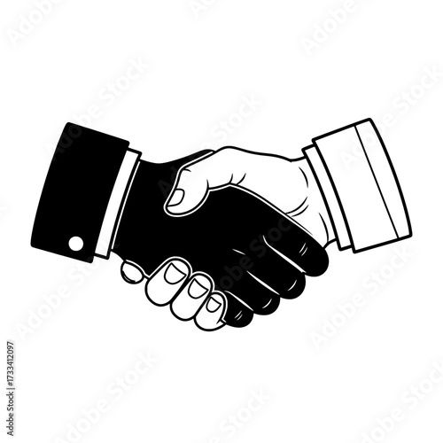 Two hands shaking in a business handshake gesture symbolizing agreement and partnership isolated on white background isolated on transparent background