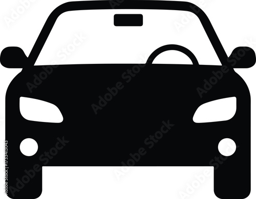 Front facing car silhouette icon for automotive industry and transportation themes vector
