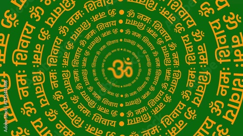 Animated Om Namah Shivaya Mantra with Rotating Sanskrit Script on Green Screen 4K — Spiritual Hindu Chant Animation for Meditation, Devotional Videos, Temple Backgrounds & Religious Projects