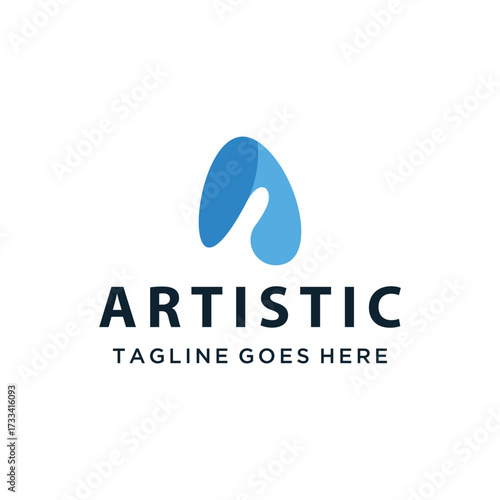 Modern initial letter A with Gradient dynamic abstract liquid shape in blue for creative business or artistic venture logo design