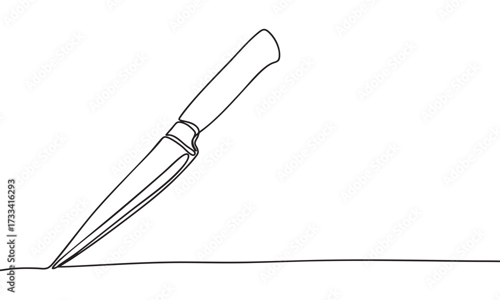 Fototapeta premium Knife stabbing line art