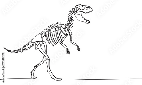 Tyrannosaurus Rex Skeleton Line Drawing