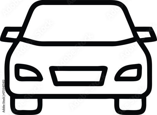 Flat Frontal Hatchback Geometric Vector Icon for Car Sharing, Urban Transport, and Modern App Design, Isolated on White Background.

