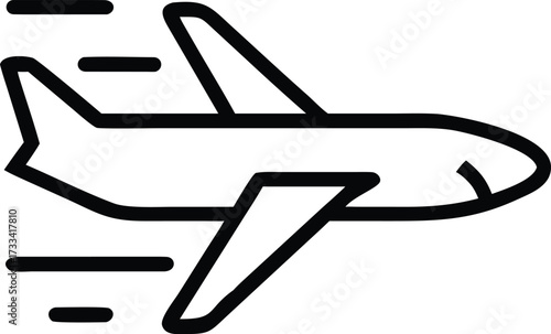 Thick-Line Commercial Jet Flat Vector Icon for Global Travel, Aviation, and Geometric Infographics, Isolated on White Background.

