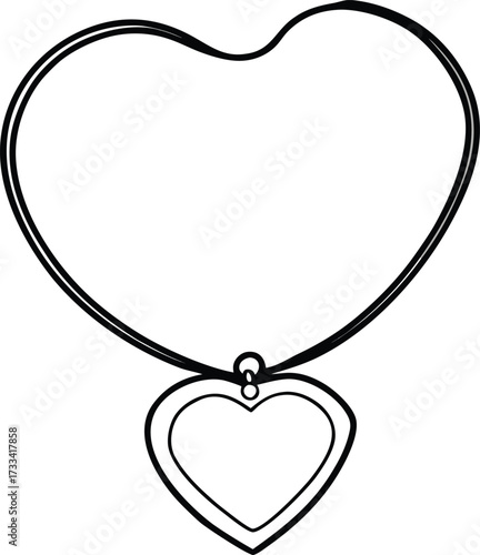 heart shaped pendant necklace illustration on transparent background