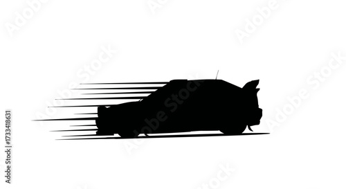Racing car silhouette with speed motion blur effect.
