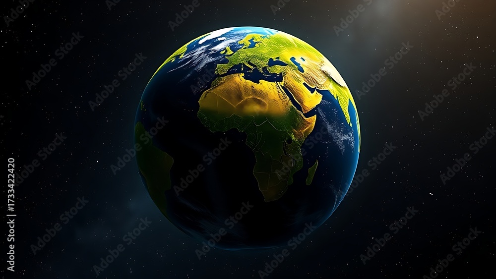 Fototapeta premium Earth globe floating in starry space, representing our planet's beauty and vastness.