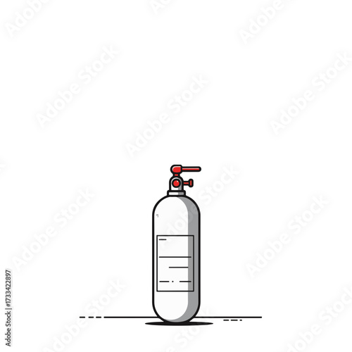 Minimalist oxygen tank design on white background, modern aesthetics