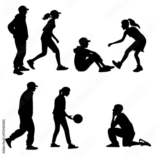 silhouettes of children playing