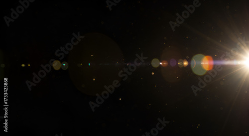 Captivating lens flare effect with a bright light source on a dark background