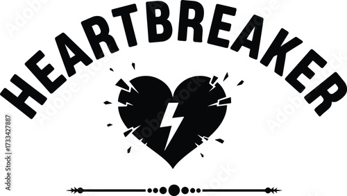 Heartbreaker Lightning Bolt Heart Design – Bold Emotional Graphic for Love & Breakup Themes