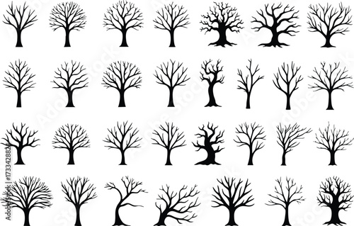 Dead tree silhouette vector bundle