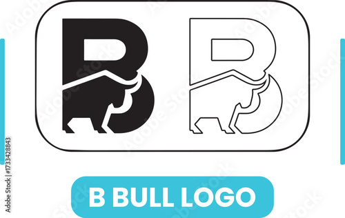 Bold Abstract Letter B and Bull Silhouette Corporate Logo Design