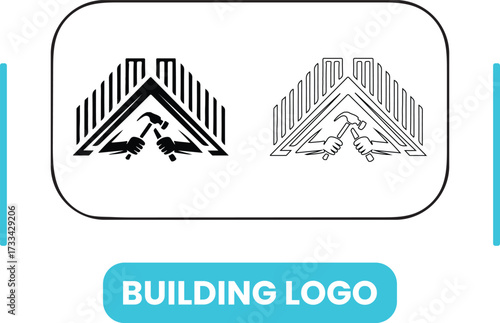 Abstract Roof Construction Hammer Logo Design