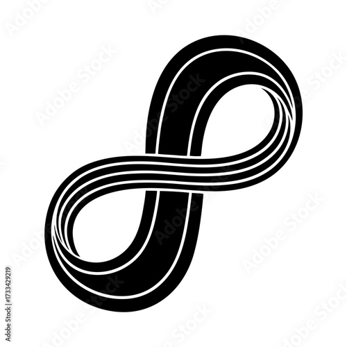 abstract symbol made of black and white as lie river flow