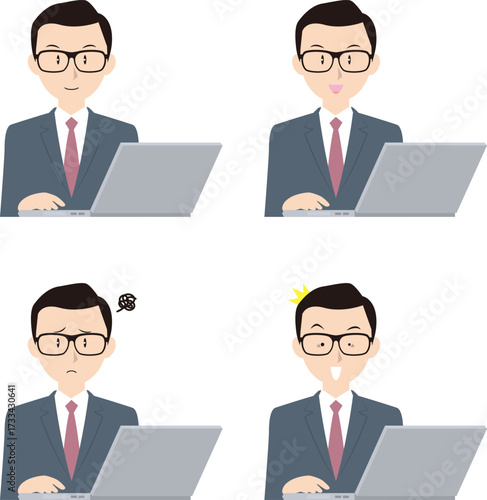 ノートPCと男性ビジネスマン①