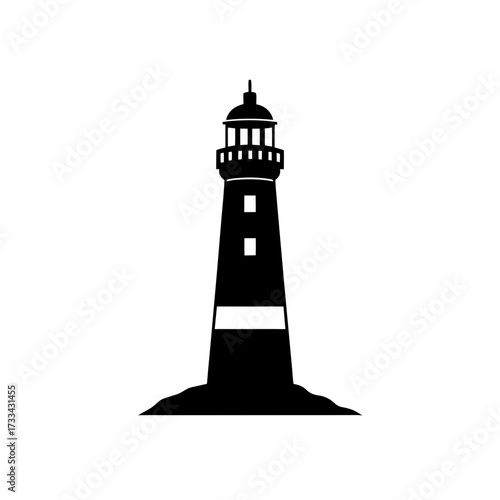 lighthouse icon black silhouette vector illustration on transparent background
