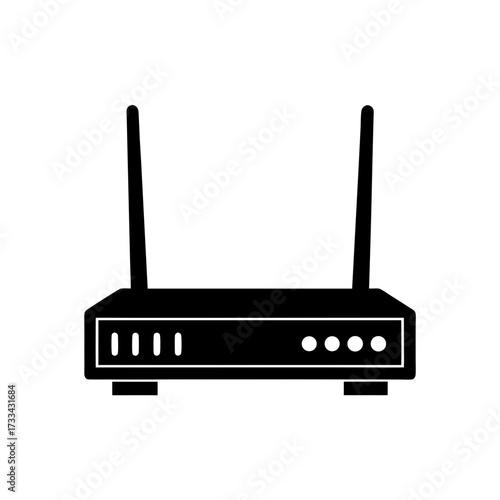 network router icon black silhouette vector illustration on transparent background