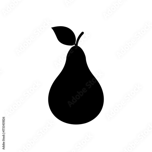 pear icon black silhouette vector illustration on transparent background