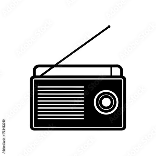 radio icon black silhouette vector illustration on transparent background