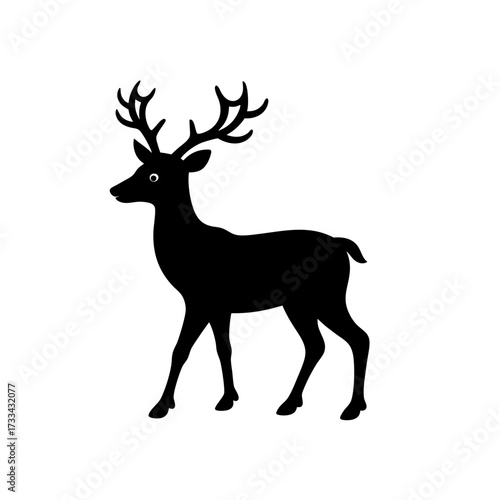 reindeer icon black silhouette vector illustration on transparent background