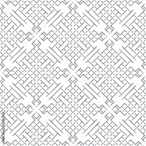 A seamless Chinese lattice pattern with interlocking geometric lines. Ideal for wallpapers, textiles, and architectural surfaces.
