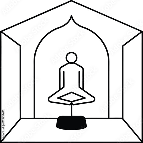 holographic yoga studio with levitating mats illustration on transparent background