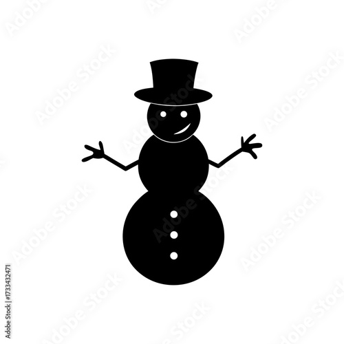 snowman icon black silhouette vector illustration on transparent background