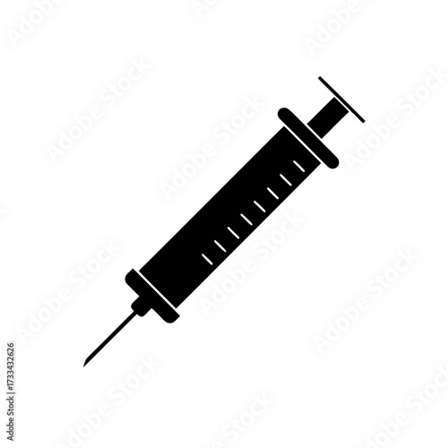 syringe icon black silhouette vector illustration on transparent background