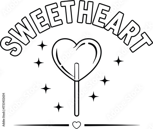 "Sweetheart Lollipop Design for Valentine's Day – Cute Romantic Illustration for Gifts & Cards"