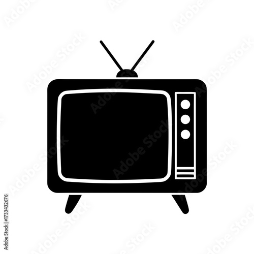 television icon black silhouette vector illustration on transparent background