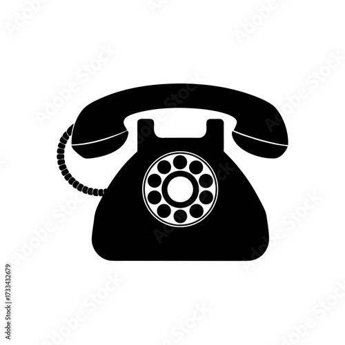 telephone icon black silhouette vector illustration on transparent background