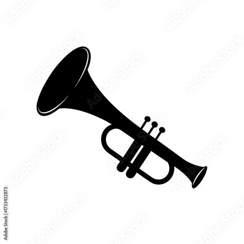 trumpet icon black silhouette vector illustration on transparent background