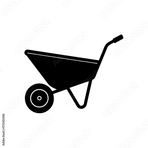 wheelbarrow icon black silhouette vector illustration on transparent background