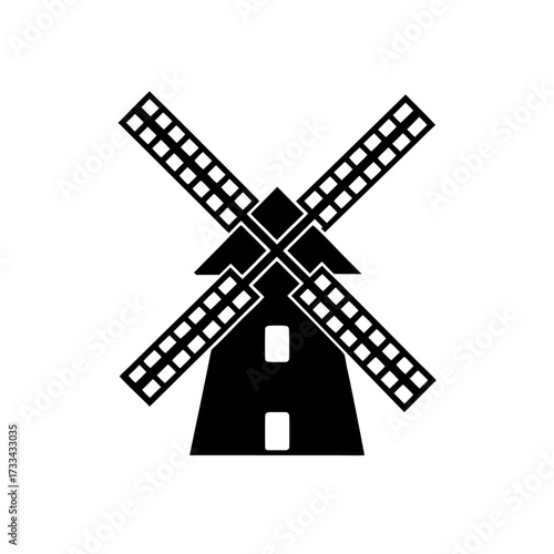 windmill icon black silhouette vector illustration on transparent background