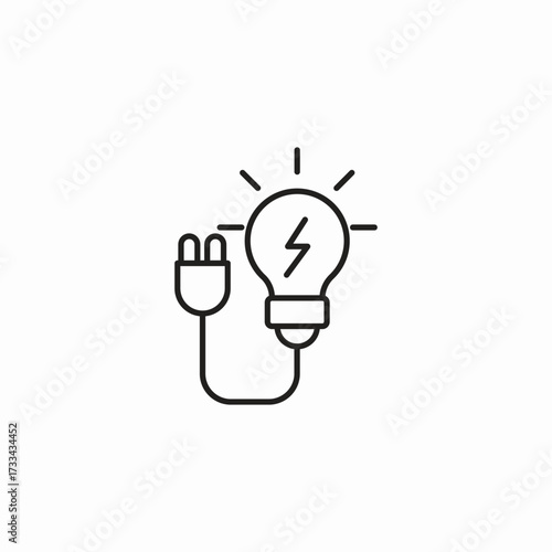 lightbulb plug electricity icon sign vector