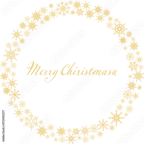 アイコンにも使えるオシャレでシンプルな金色の雪の結晶のサークルフレーム。