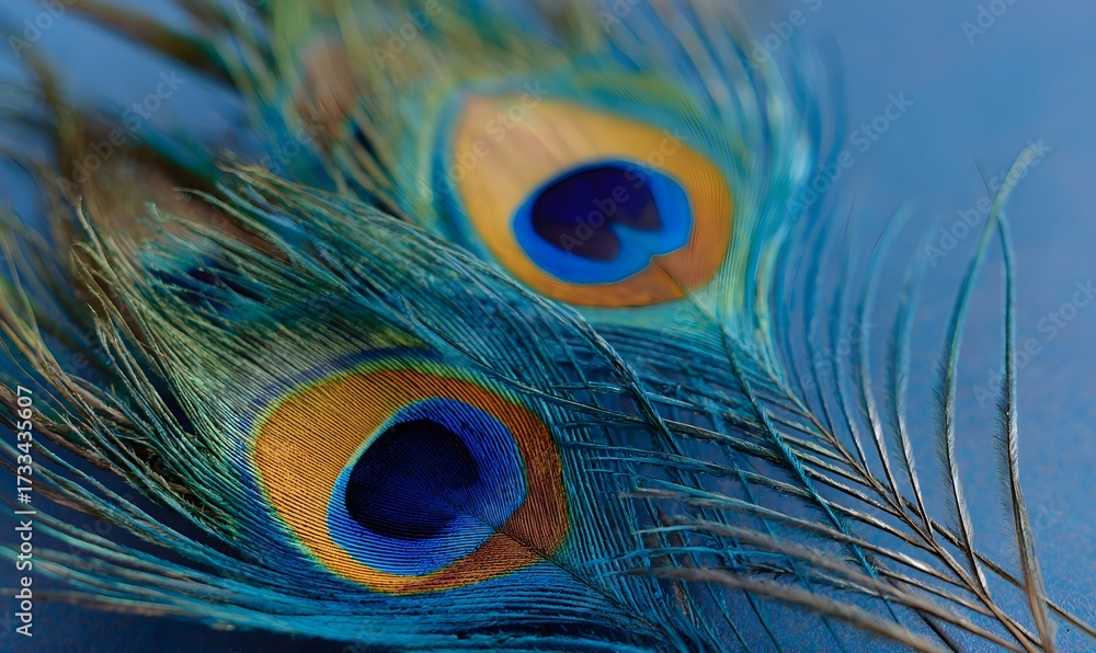 Fototapeta premium close-up of peacock feathers, showcasing their vibrant colors and intricate pattern