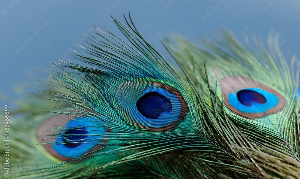 Fototapeta premium close-up of peacock feathers, showcasing their vibrant colors and intricate pattern