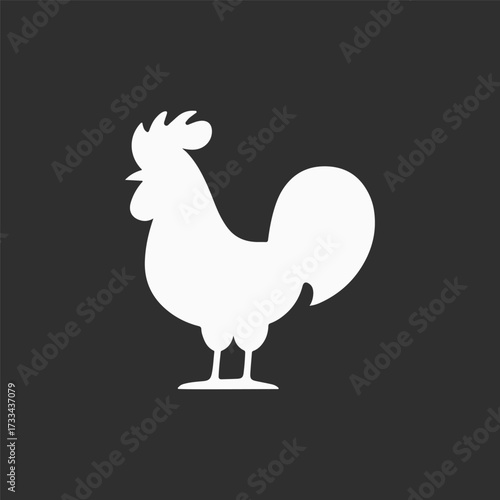Minimal Vector Rooster Design – Simple Farm Animal Illustration for Logo, Agriculture, and Food Branding, Elegant Line Art Chicken Symbol, Modern Monochrome Graphic for Print, Web, and Merchandise