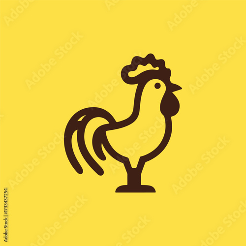 Minimal Vector Rooster Design – Simple Farm Animal Illustration for Logo, Agriculture, and Food Branding, Elegant Line Art Chicken Symbol, Modern Monochrome Graphic for Print, Web, and Merchandise