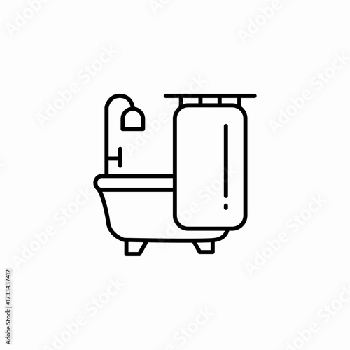 bathroom tub shower icon sign vector