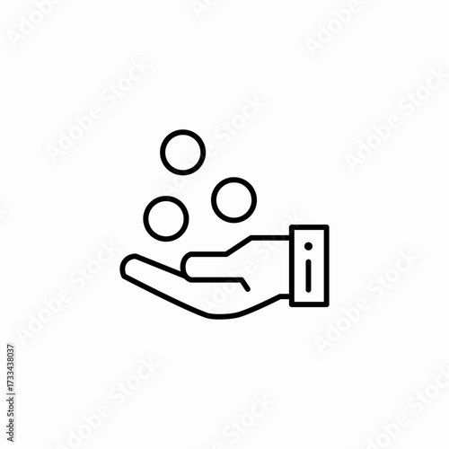 hand receiving coins icon sign vector