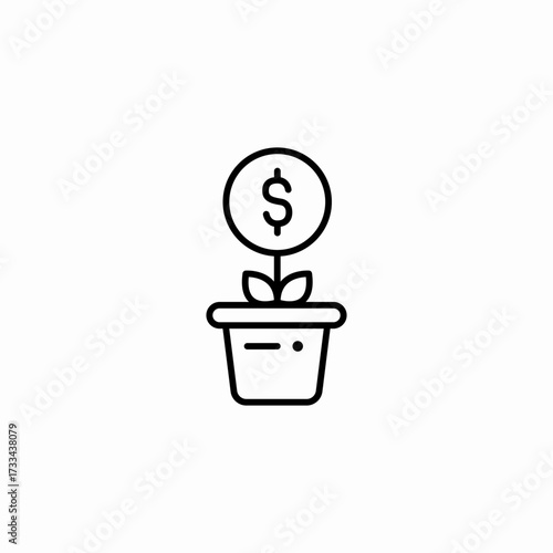 investment growth plant icon sign vector