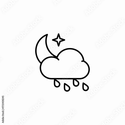 night cloud rain icon sign vector